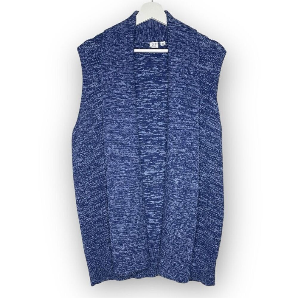 GAP Gap For Good Indigo Blue Sleeveless Knit Cardigan Vest Draped Women Size XXL
